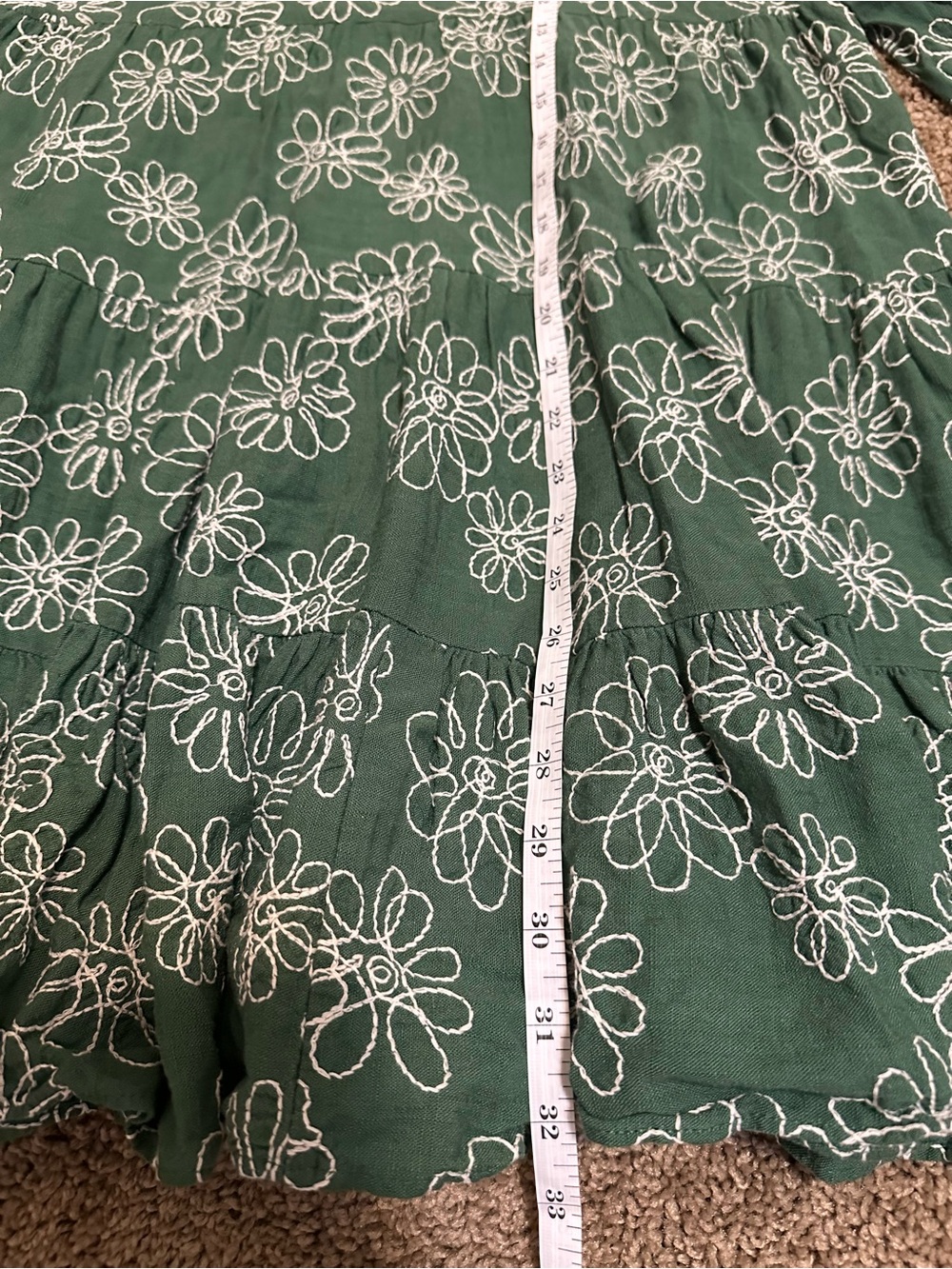 Zara Green "Diana" Floral Embroidered Dress Size Small - Picture 7 of 10